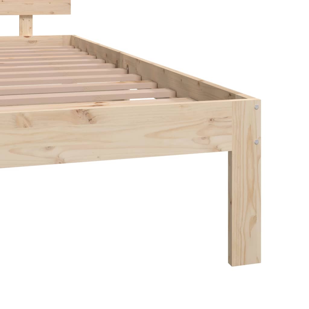 Bedframe Massief Hout Double 135 x 190 cm Naturel