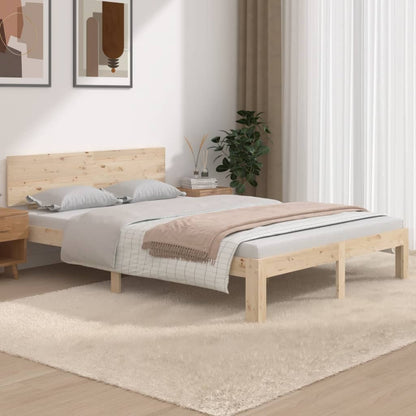 Bedframe Massief Hout Double 135 x 190 cm Naturel