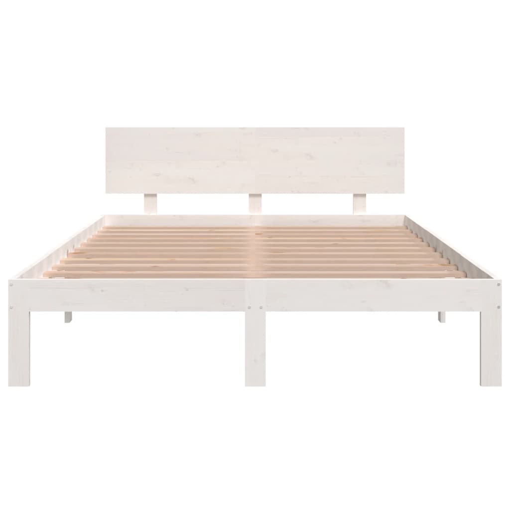 Bedframe Massief Hout Double 135 x 190 cm Wit