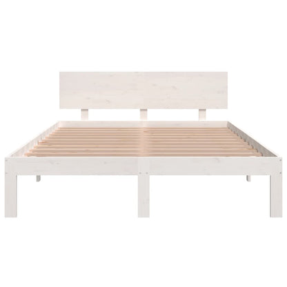 Bedframe Massief Hout Double 135 x 190 cm Wit