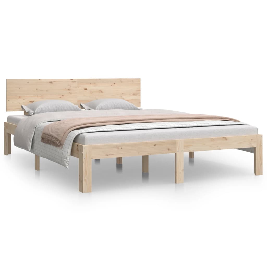 Bedframe Massief Grenenhout 140 x 190 cm Naturel