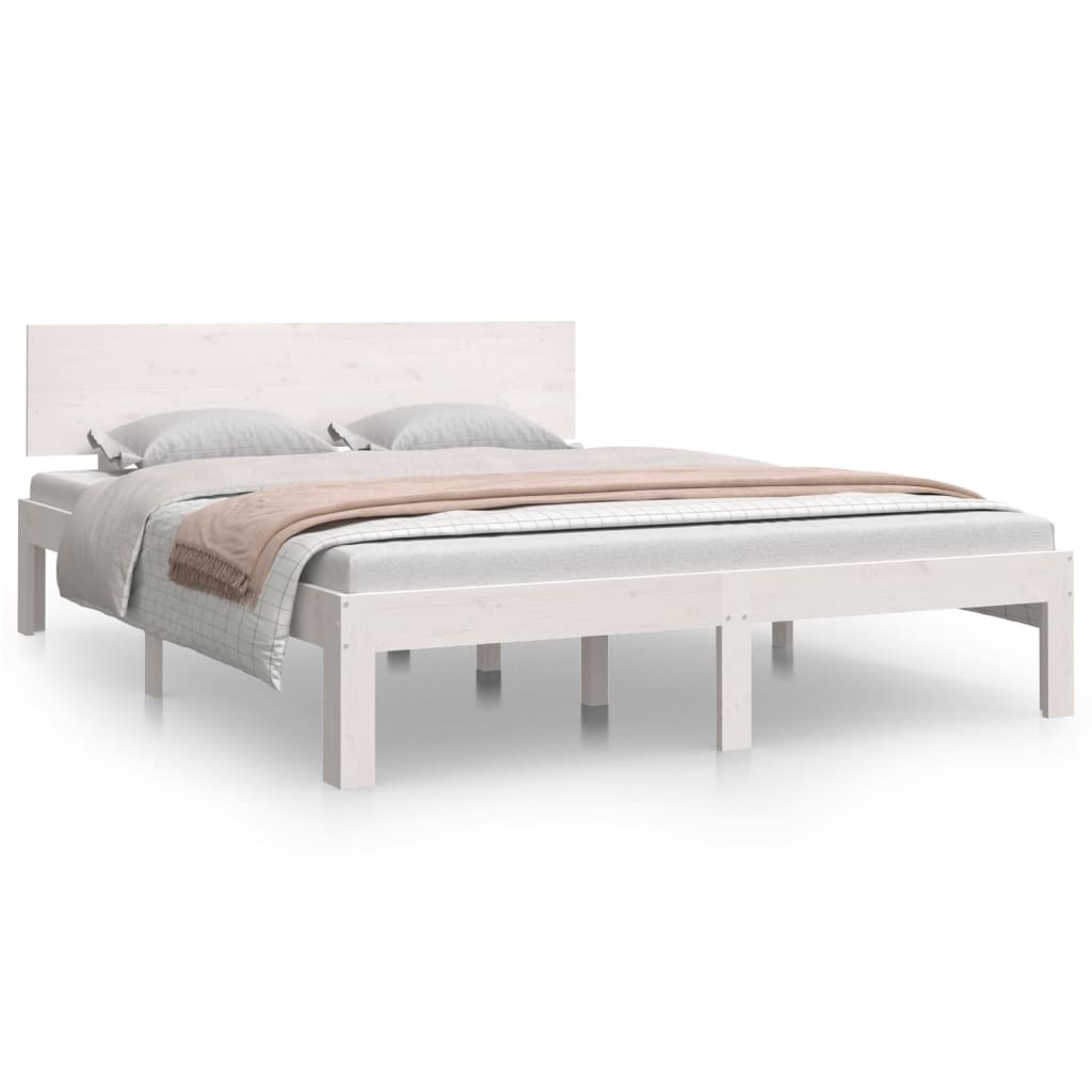 Bedframe Massief Grenenhout 140 x 190 cm Wit
