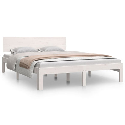 Bedframe Massief Grenenhout 140 x 190 cm Wit
