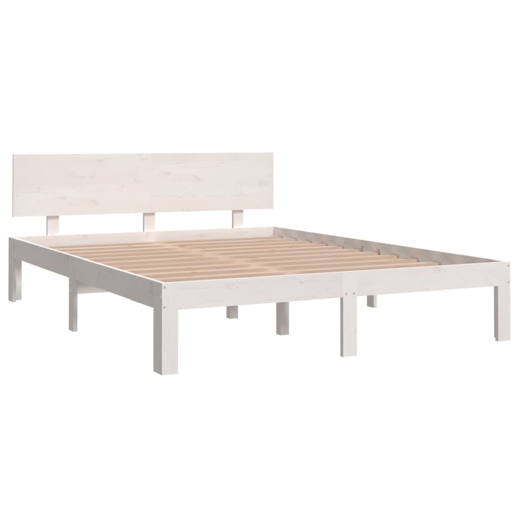 Bedframe Massief Grenenhout 140 x 190 cm Wit