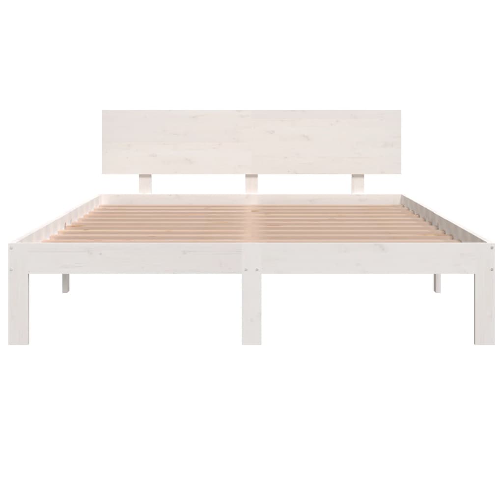 Bedframe Massief Grenenhout 140 x 190 cm Wit