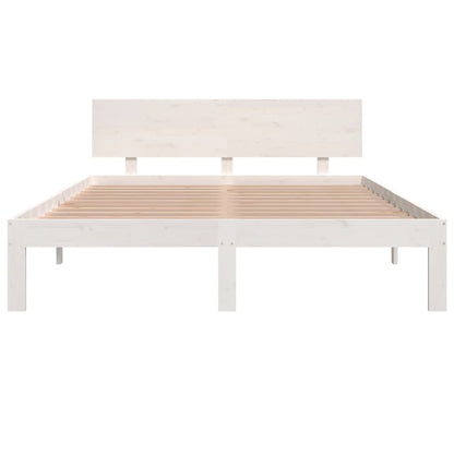 Bedframe Massief Grenenhout 140 x 190 cm Wit