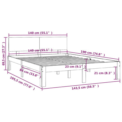 Bedframe Massief Grenenhout 140 x 190 cm Wit