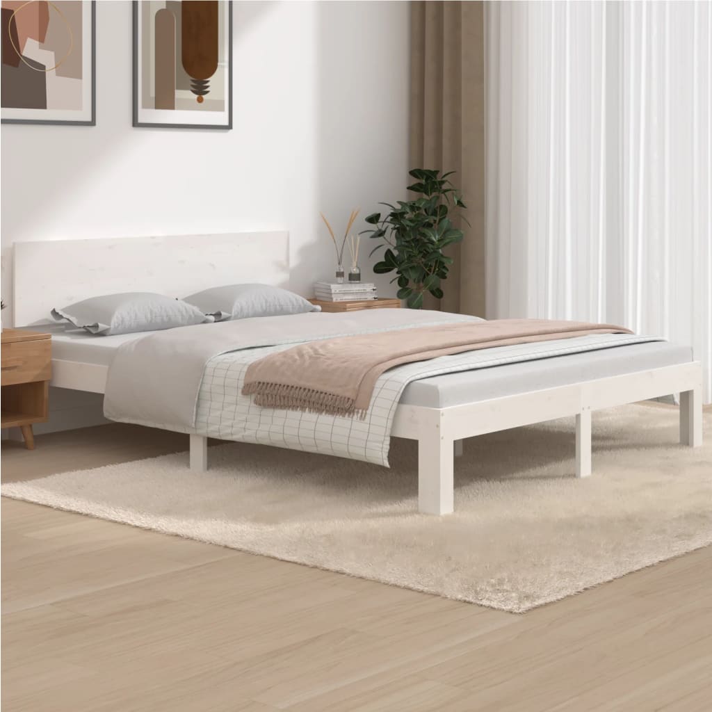 Bedframe Massief Grenenhout 140 x 190 cm Wit