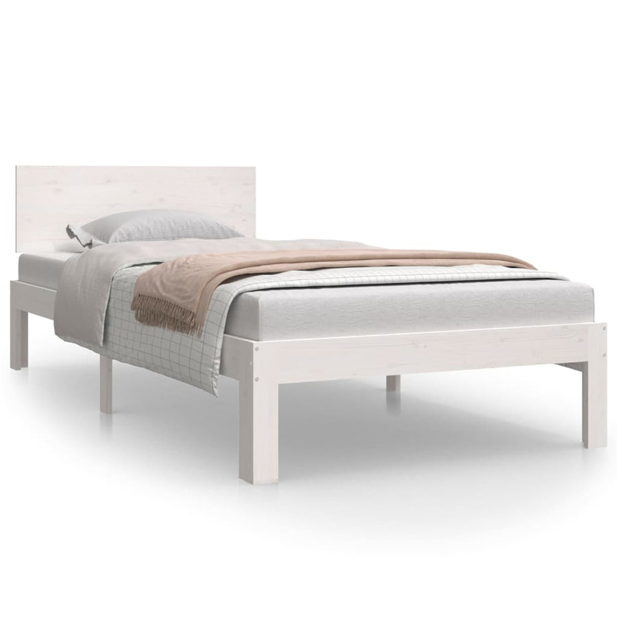 Bedframe Massief Grenenhout 90 x 200 cm Wit