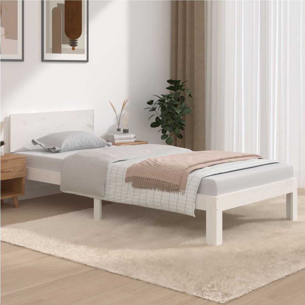 Bedframe Massief Grenenhout 90 x 200 cm Wit