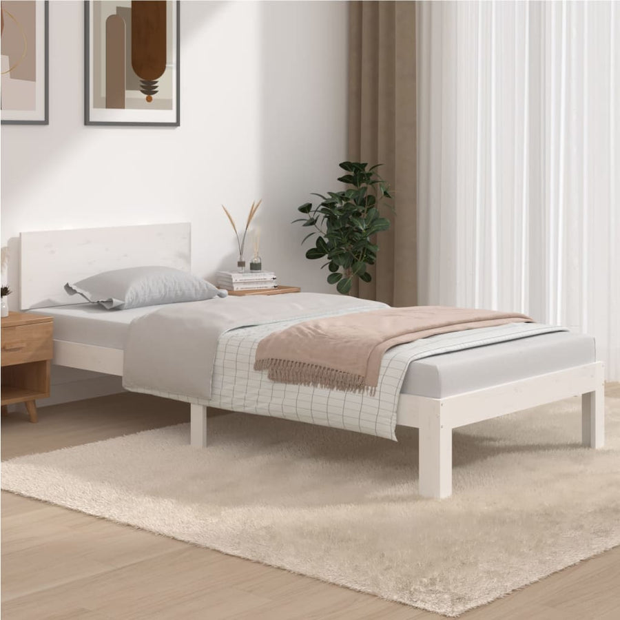 Bedframe Massief Grenenhout 90 x 200 cm Wit