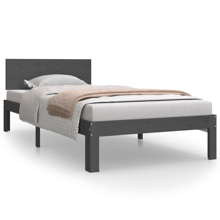 Bedframe Massief Grenenhout 90 x 200 cm Grijs