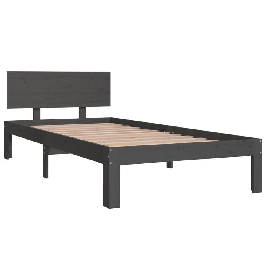 Bedframe Massief Grenenhout 90 x 200 cm Grijs