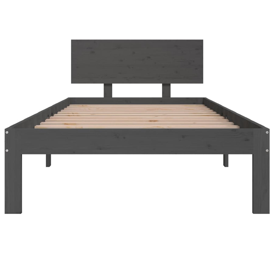 Bedframe Massief Grenenhout 90 x 200 cm Grijs