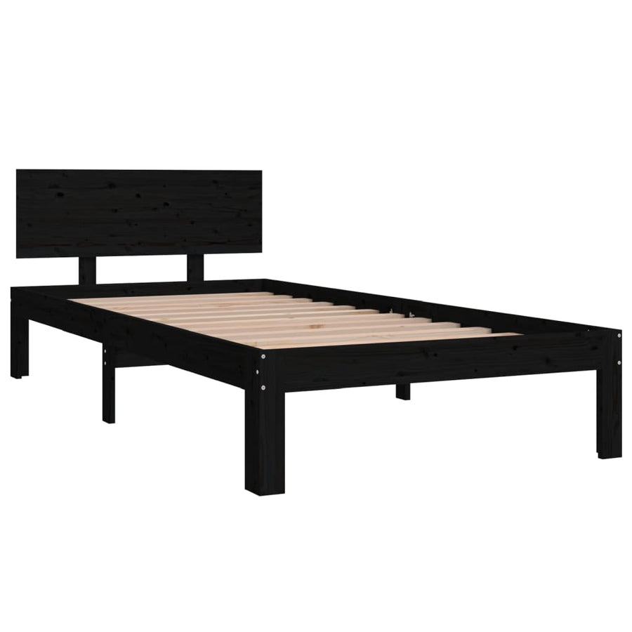 Bedframe Massief Grenenhout 90 x 200 cm Zwart