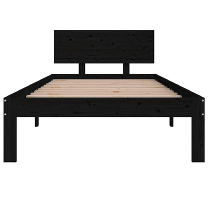 Bedframe Massief Grenenhout 90 x 200 cm Zwart