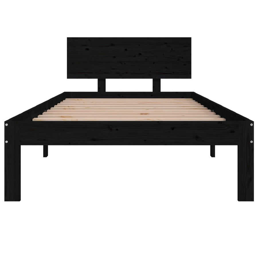 Bedframe Massief Grenenhout 90 x 200 cm Zwart