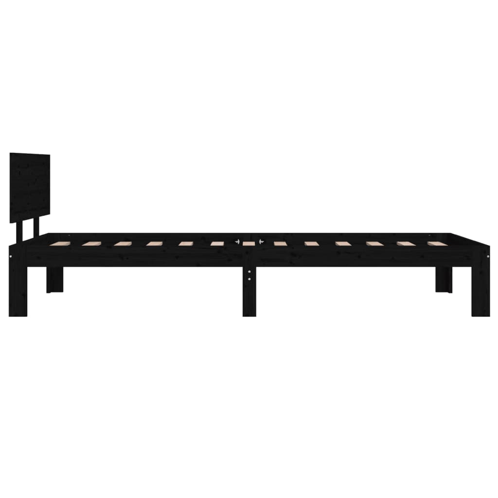 Bedframe Massief Grenenhout 90 x 200 cm Zwart