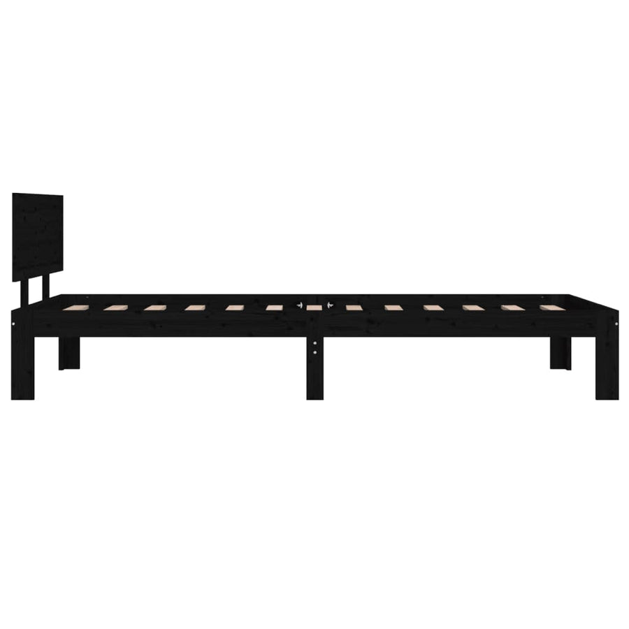 Bedframe Massief Grenenhout 90 x 200 cm Zwart