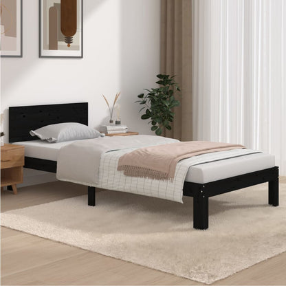 Bedframe Massief Grenenhout 90 x 200 cm Zwart