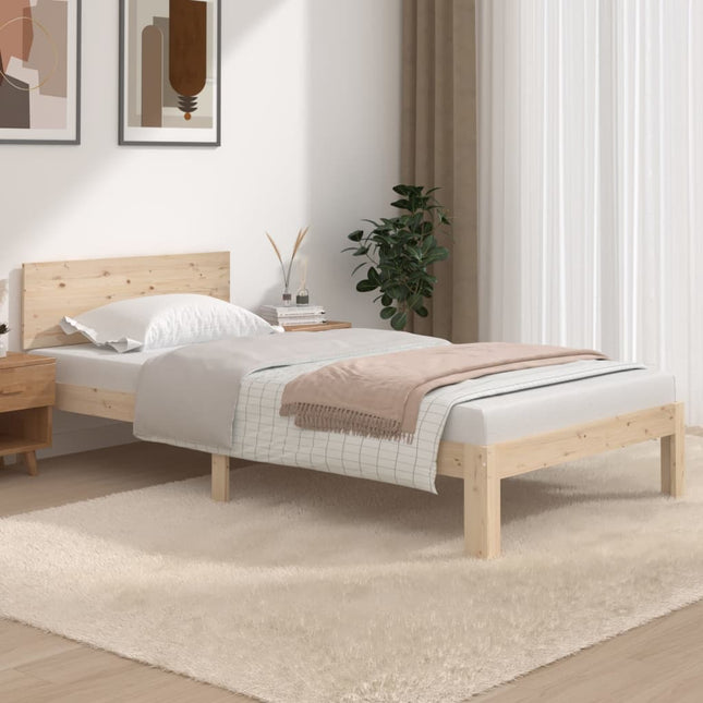 Bedframe massief grenenhout 100x200 cm 100 x 200 cm Naturel