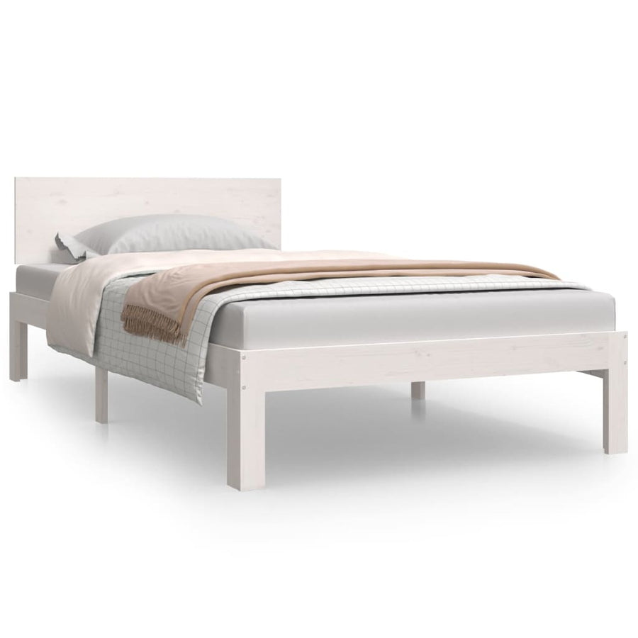 Bedframe Massief Grenenhout 100 x 200 cm Wit