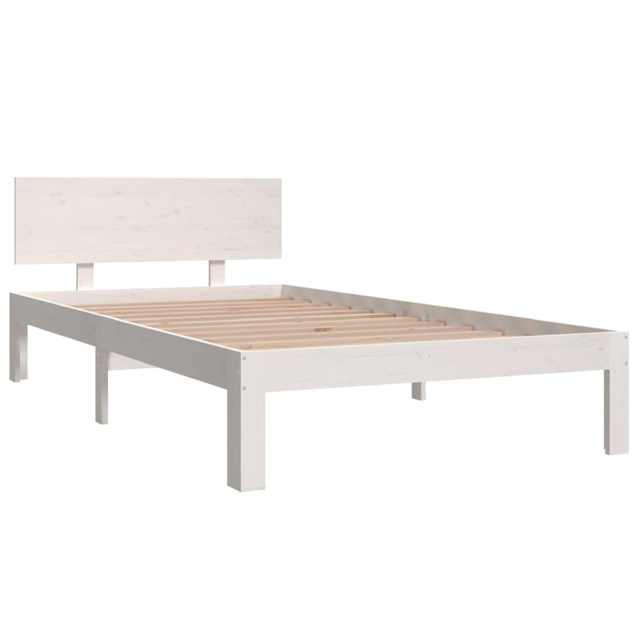 Bedframe Massief Grenenhout 100 x 200 cm Wit