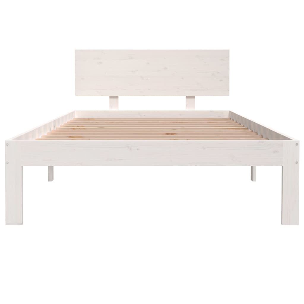 Bedframe Massief Grenenhout 100 x 200 cm Wit