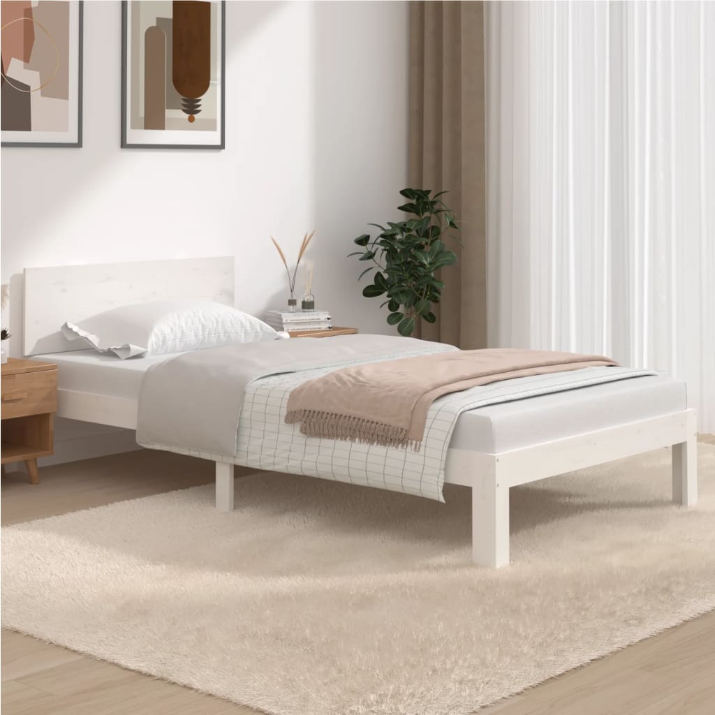 Bedframe Massief Grenenhout 100 x 200 cm Wit