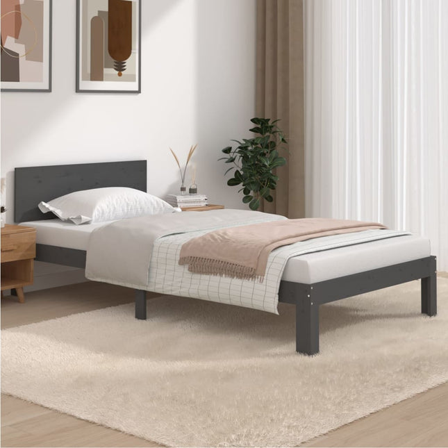 Bedframe Massief Grenenhout 100 x 200 cm Grijs