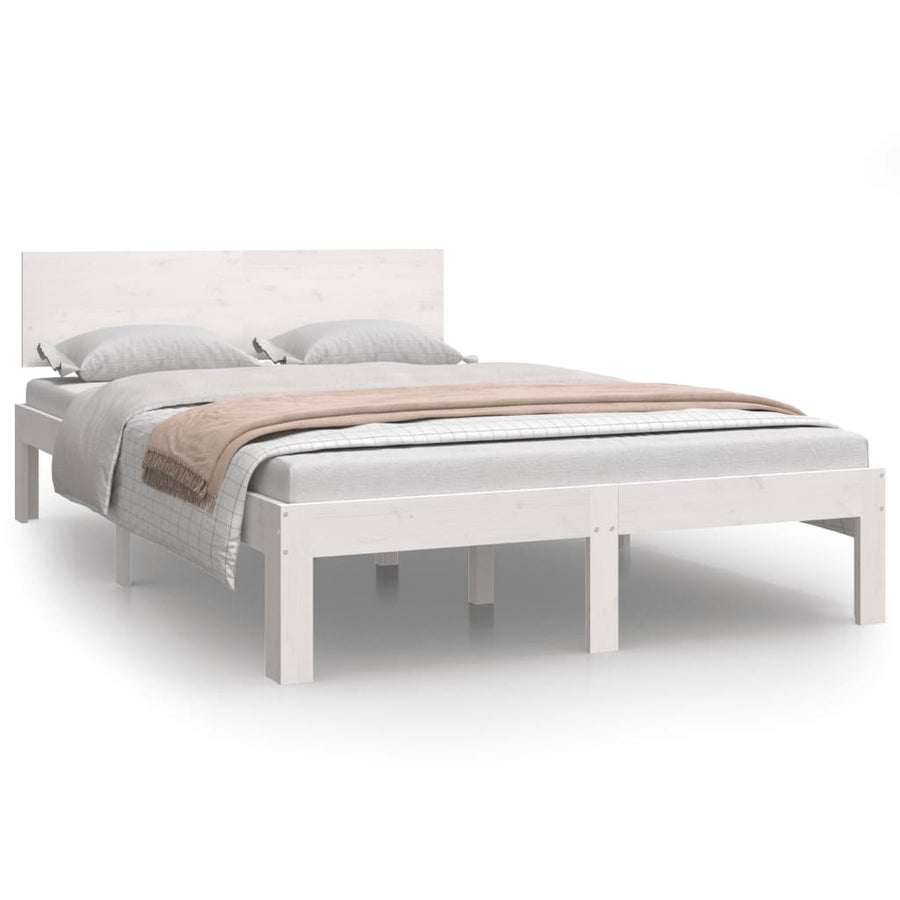 Bedframe Massief Grenenhout 120 x 200 cm Wit