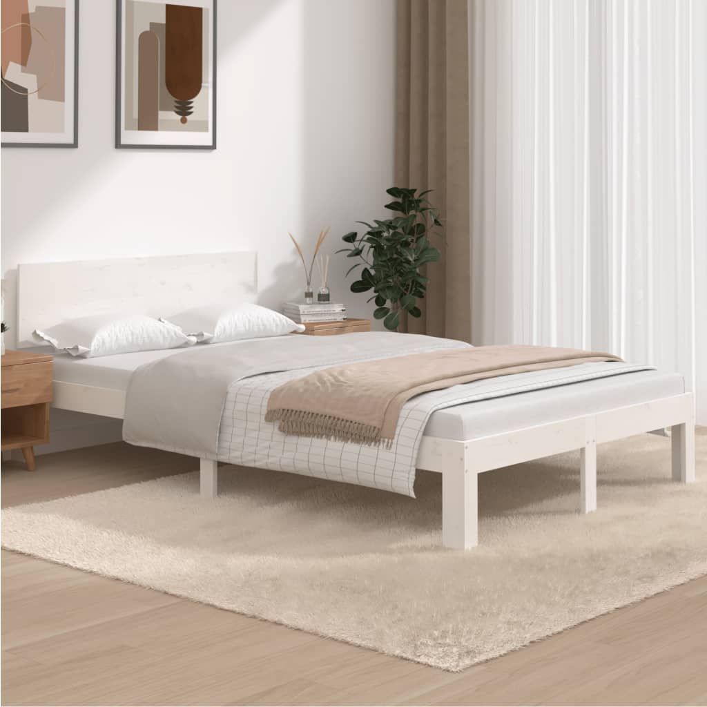 Bedframe Massief Grenenhout 120 x 200 cm Wit
