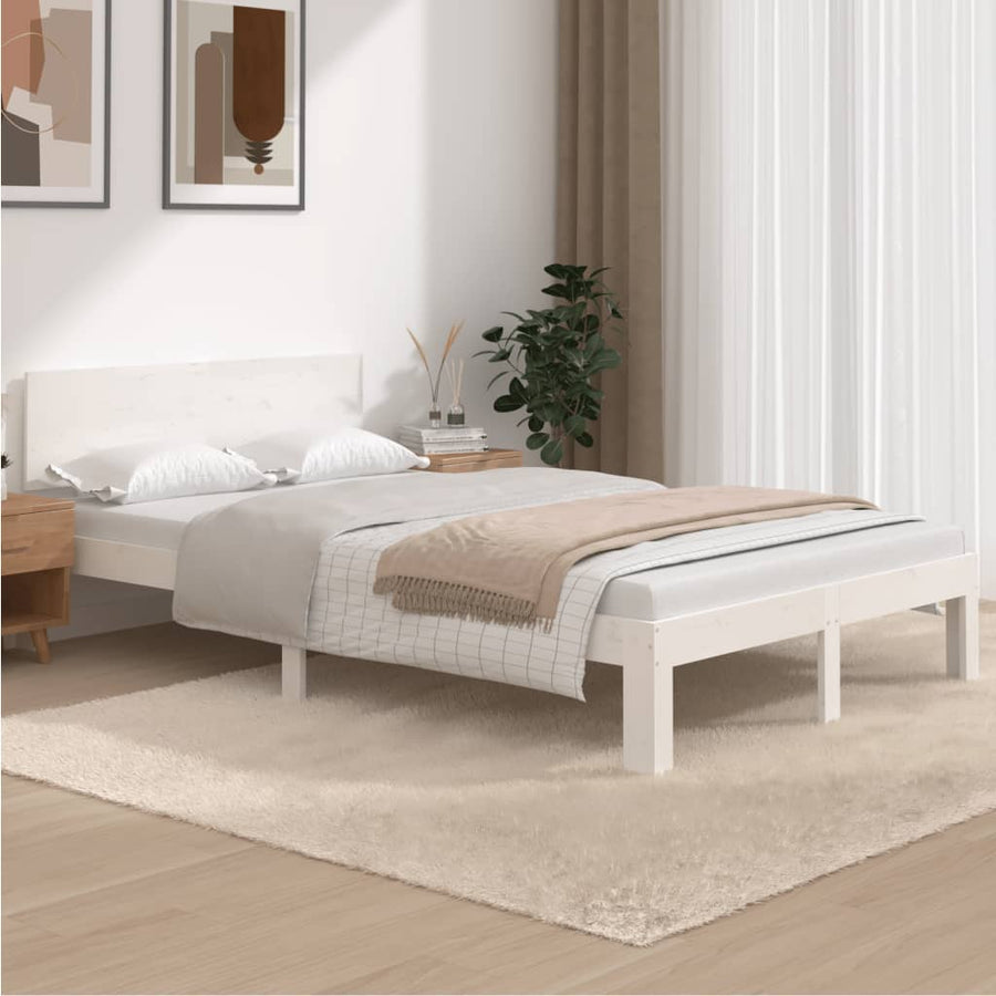 Bedframe Massief Grenenhout 120 x 200 cm Wit