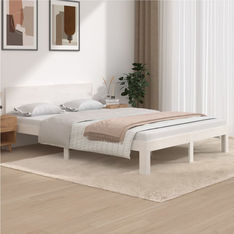 Bedframe Massief Grenenhout 140 x 200 cm Wit