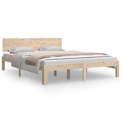 Bedframe Massief Hout King Size 150 x 200 cm Naturel