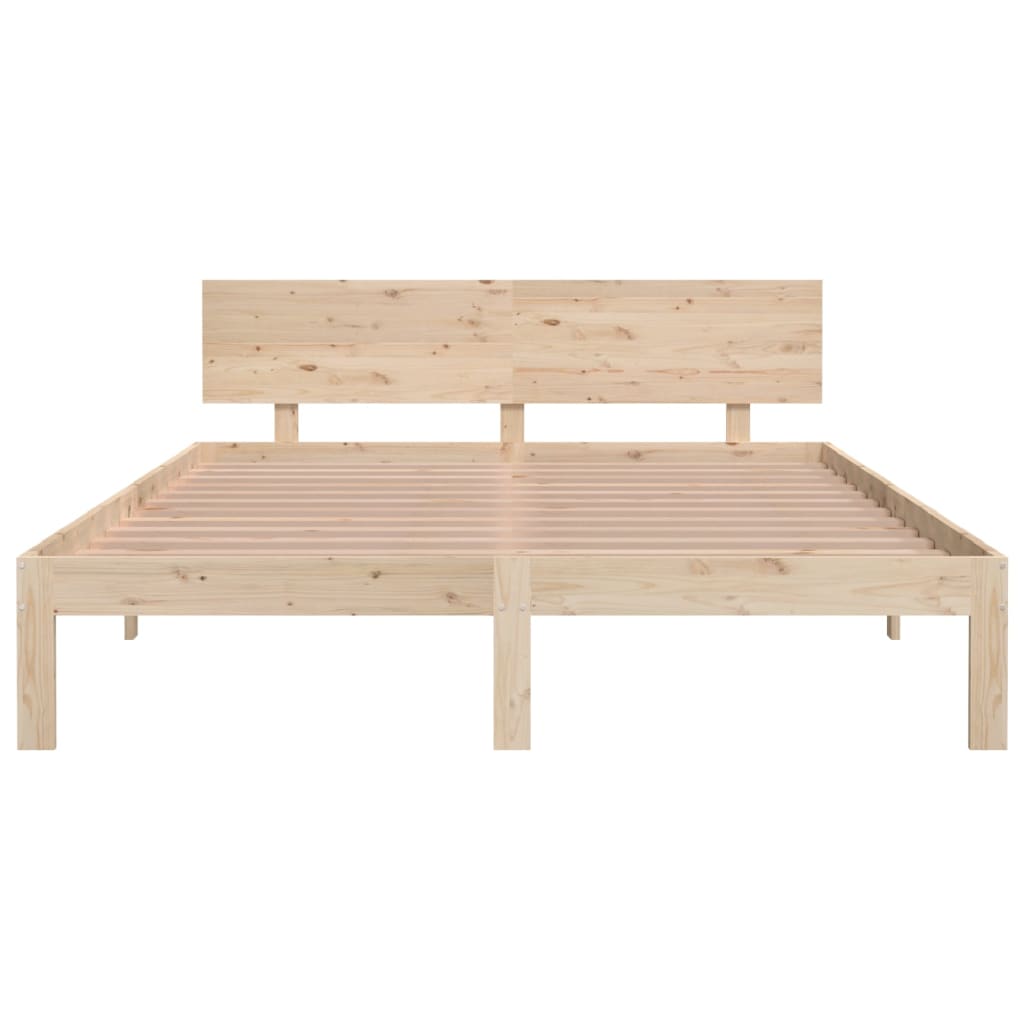 Bedframe Massief Hout King Size 150 x 200 cm Naturel