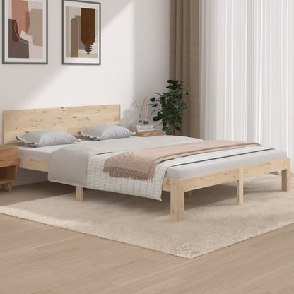 Bedframe Massief Hout King Size 150 x 200 cm Naturel
