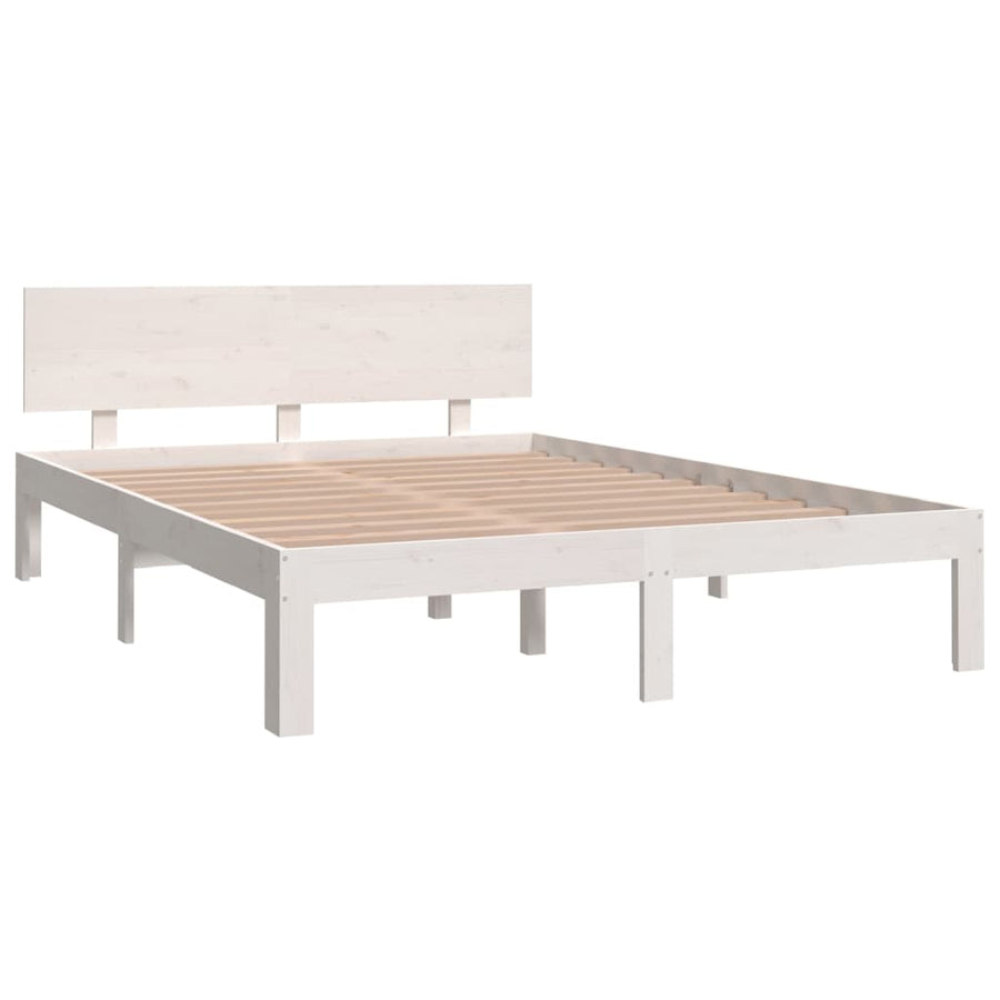 Bedframe Massief Hout King Size 150 x 200 cm Wit