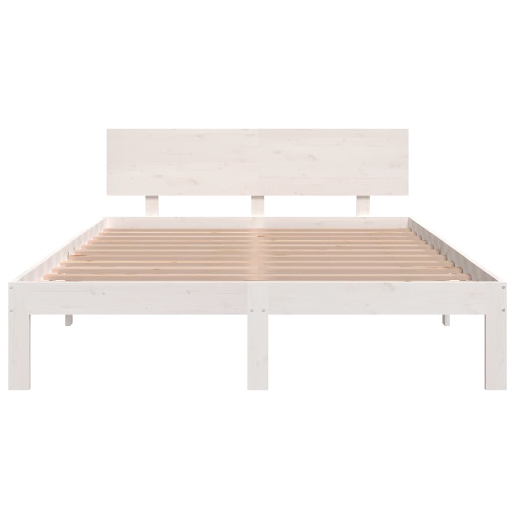 Bedframe Massief Hout King Size 150 x 200 cm Wit