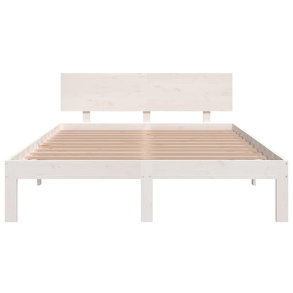 Bedframe Massief Hout King Size 150 x 200 cm Wit