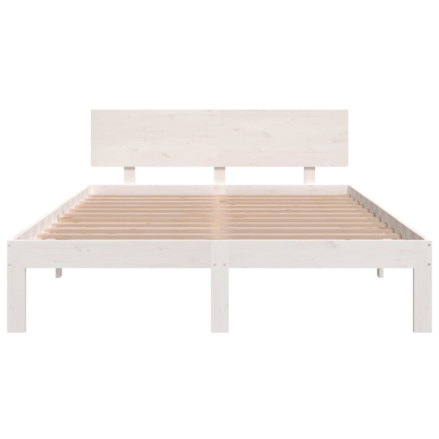 Bedframe Massief Hout King Size 150 x 200 cm Wit