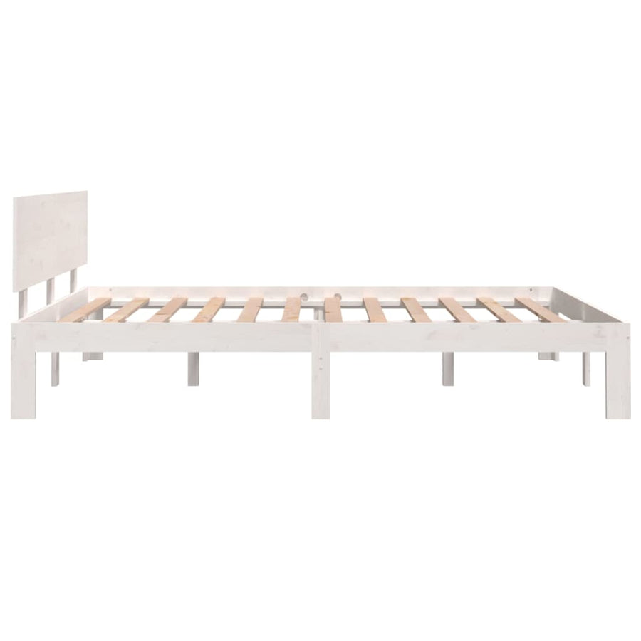 Bedframe Massief Hout King Size 150 x 200 cm Wit