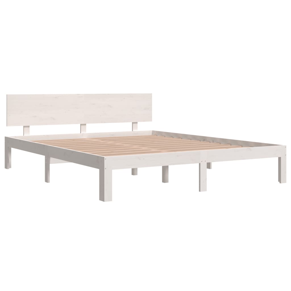 Bedframe Massief Grenenhout 160 x 200 cm Wit