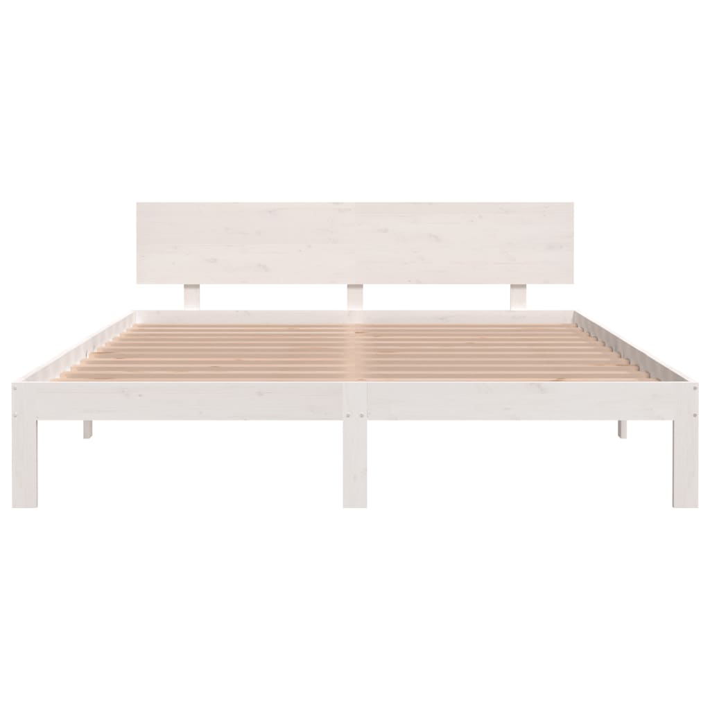 Bedframe Massief Grenenhout 160 x 200 cm Wit