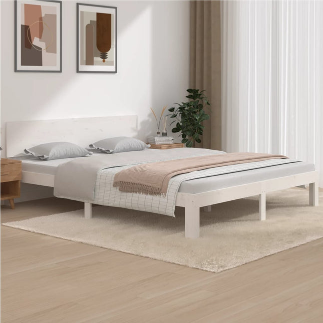 Bedframe Massief Grenenhout 160 x 200 cm Wit