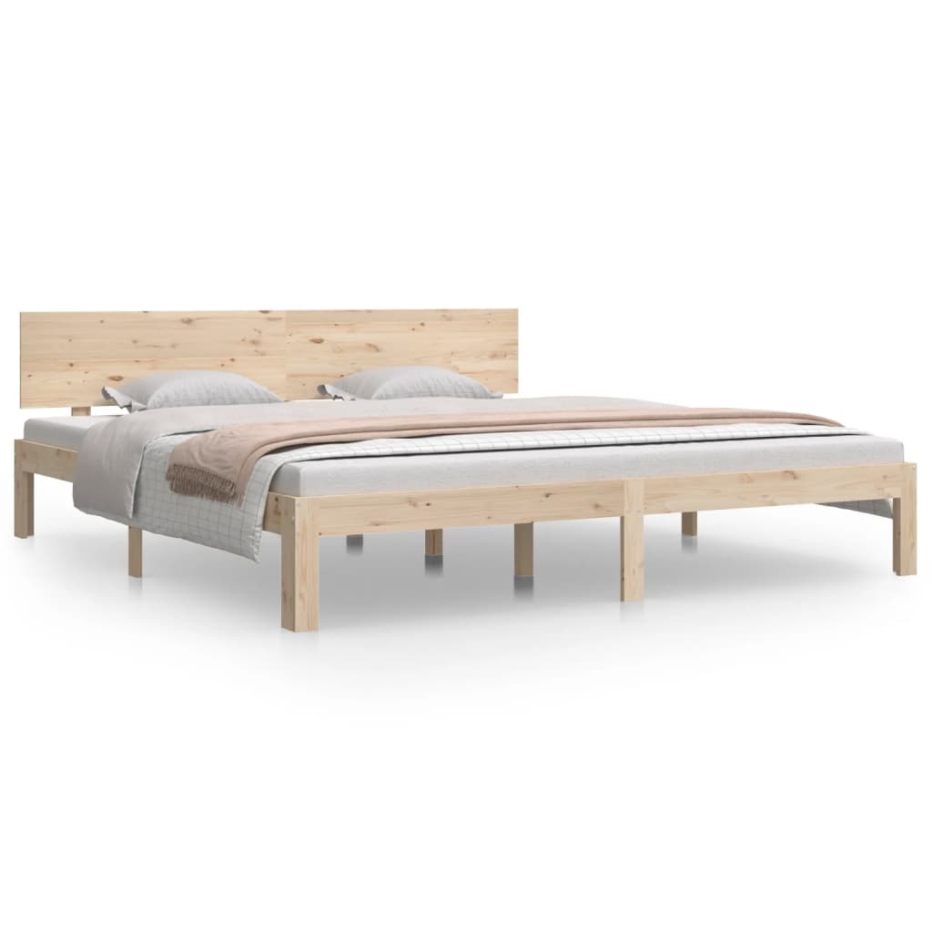 Bedframe Massief Hout Super King Size 180 x 200 cm Naturel