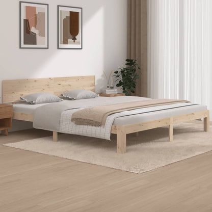 Bedframe Massief Hout Super King Size 180 x 200 cm Naturel