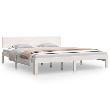 Bedframe Massief Hout Super King 180 x 200 cm Wit