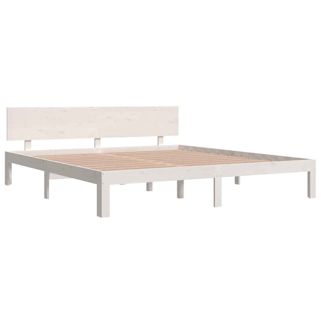 Bedframe Massief Hout Super King 180 x 200 cm Wit