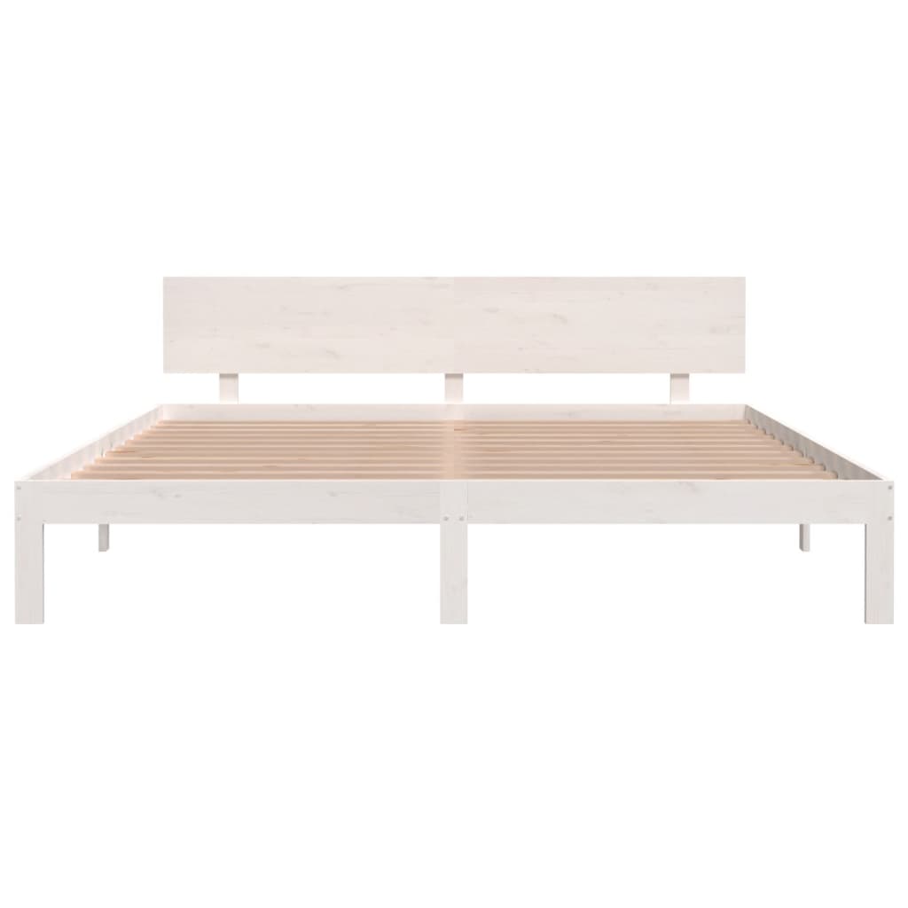 Bedframe Massief Hout Super King 180 x 200 cm Wit